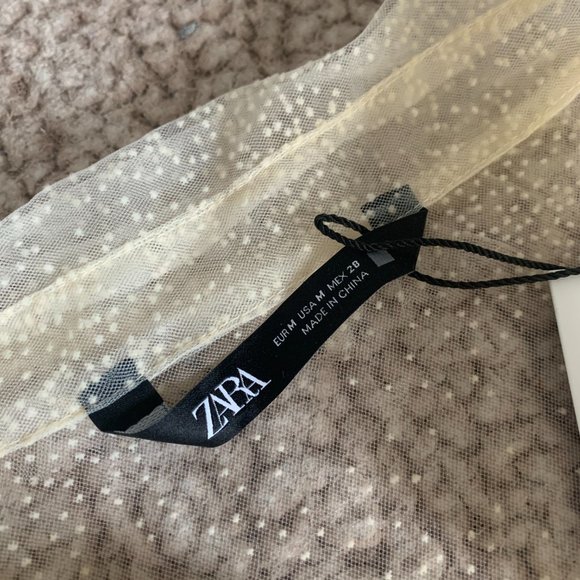 ZARA Tulle Ruffle Mesh Blouse - Picture 2 of 5